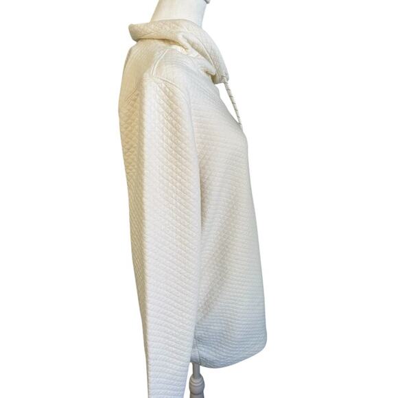 LL Bean Soft Cozy Pull Over Cowl Neck Sweatshirt Quilted Design Cream  size XL - Picture 5 of 9